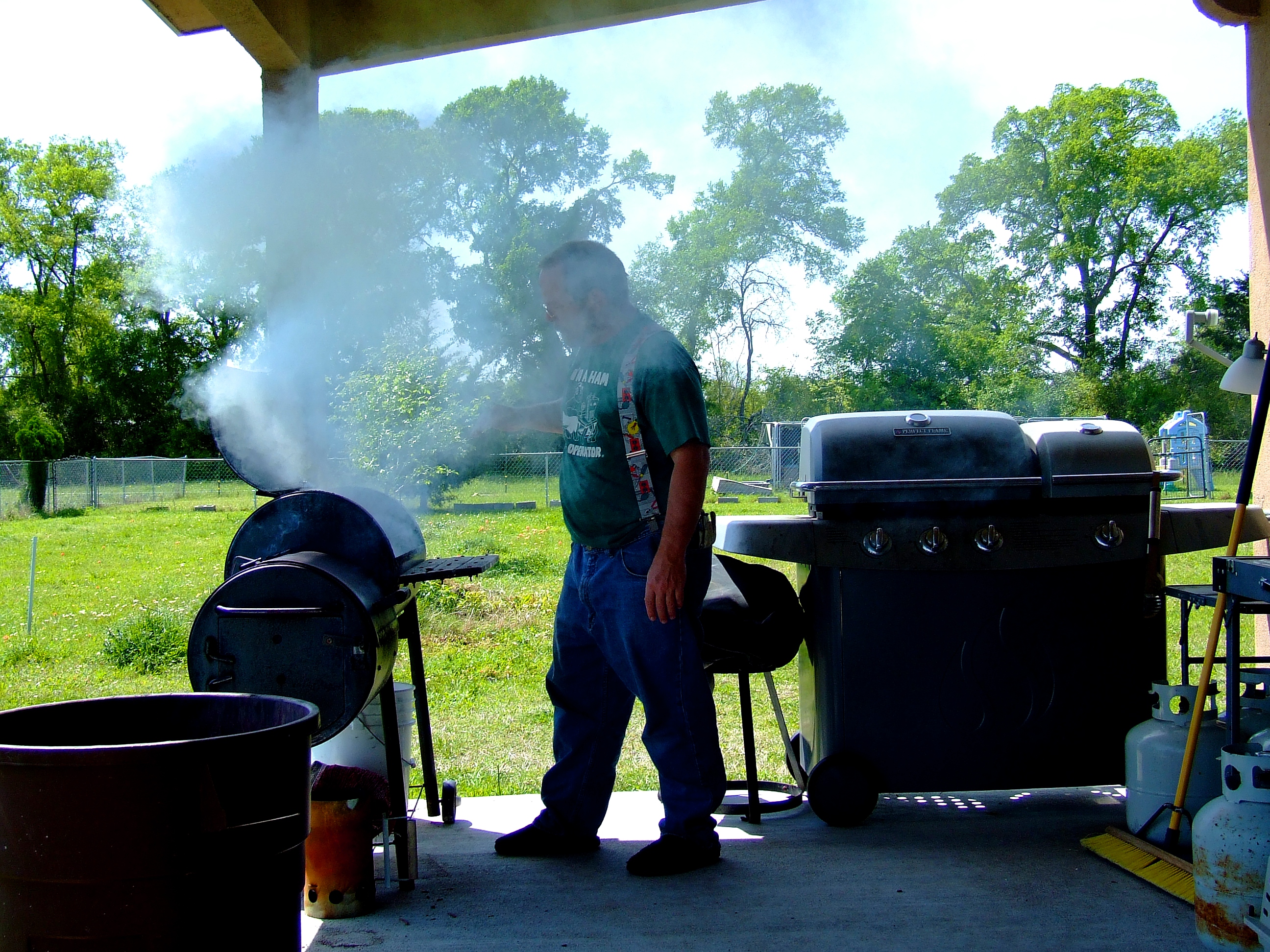 Smoking bacon on the front porch